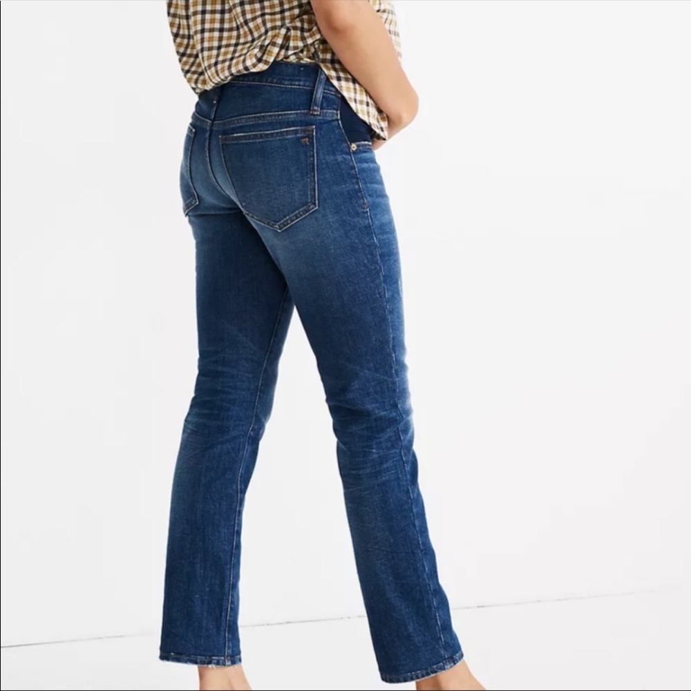 Madewell The Maternity Slim Boyjean Dark Wash Elastic Denim Jeans Women's 26